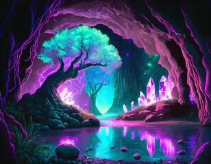 Crystal Cave. Inner Earth. Tree of Life