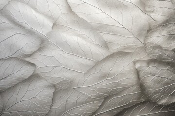  a close up of a leaf pattern on a sheet of white paper with a black and white photo in the background.