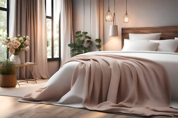 Fototapeta na wymiar Rustic Charm Bedroom with Morning Light