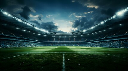 Digital Football Stadium View Illuminated by Bright Lights

