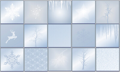 Mosaic winter background. Squares. Gray-blue tones. For printing, textiles, web.