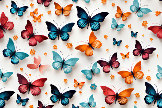 Colorful butterflies seamless on generative AI 