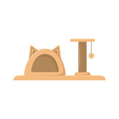 Pet cat house icon cartoon vector. Tower post. Cat playful