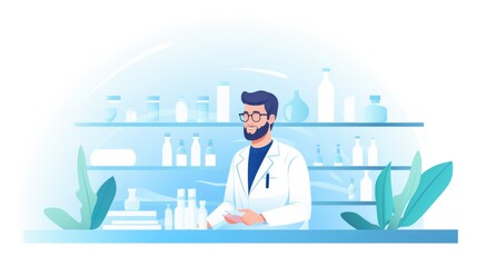 a pharmacist , icon illustration, flat design	
