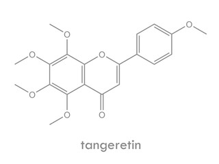 Tangeretin structure. Molecule of flavonol found in tangerine and other citrus plants.