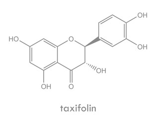 Taxifolin structure. Molecule of flavonoid found in many plants.