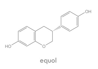 Equol structure. Molecule of izoflavone estrogen found in soybeans