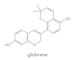 Glabrene structure. Molecule of isoflavonoid phytoestrogen found in licorice.