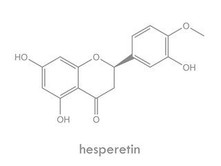 Hesperetin structure. Molecule of flavanone found in citrus plants.
