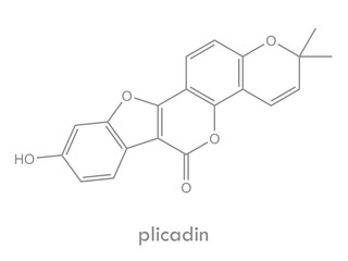 Plicadin structure. Molecule of isoflavone phytoestrogen.