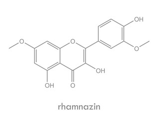 Rhamnazin structure. Molecule of flavonol found in buckthorn plant.