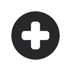 Ambulance cross icon flat, web, vector, black