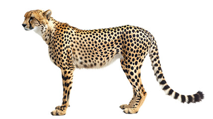 Majestic Cheetah Standing on a White Background in Simple, Clear Image