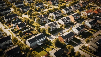Residential buildings, houses from a bird's-eye view