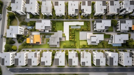 Residential buildings, houses from a bird's-eye view