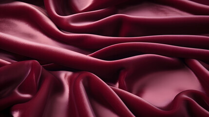 Fototapeta premium Luxury silk cloth with elegant maroon color with ripples