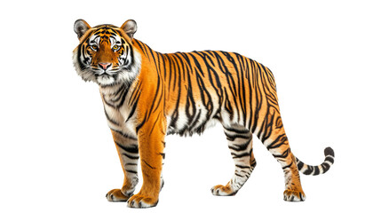 Fototapeta premium Majestic Tiger Standing on White Background