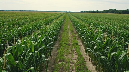 Green corn field farming - obrazy, fototapety, plakaty
