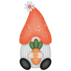 Cute gnome and carrot