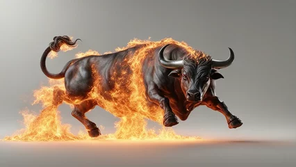 Poster bull on the street  A flaming bull that rages with fire  © Jared