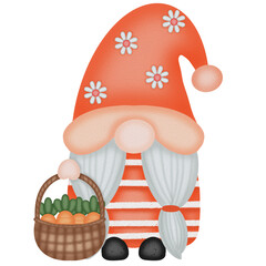 Cute gnome and carrot