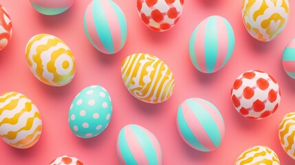 A Joyful Pattern of Colorful Eggs, Creating a Festive Celebration for the Easter Festival.