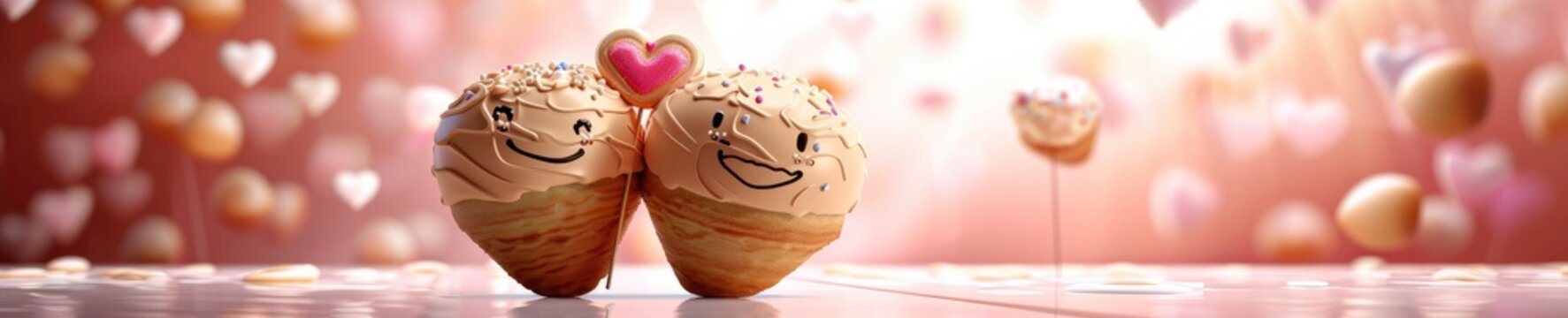 Cute image of the  cookie characters full of love and happiness