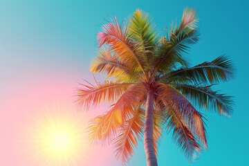 palm tree on blue sky