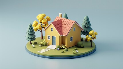 3d rendering of house icon