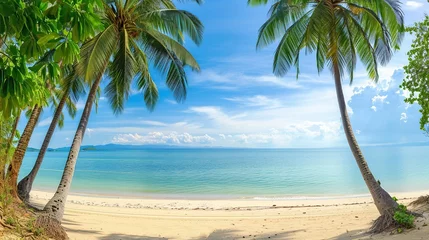 Fototapeten Beautiful tropical island with palm trees and beaches © natasya