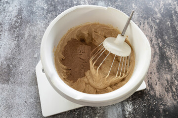 Cooking Cupcake with Easter Bunny and colorful eggs, step by step, step 2.