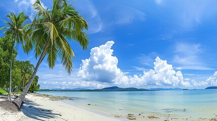 Beautiful tropical island with palm trees and beaches - obrazy, fototapety, plakaty
