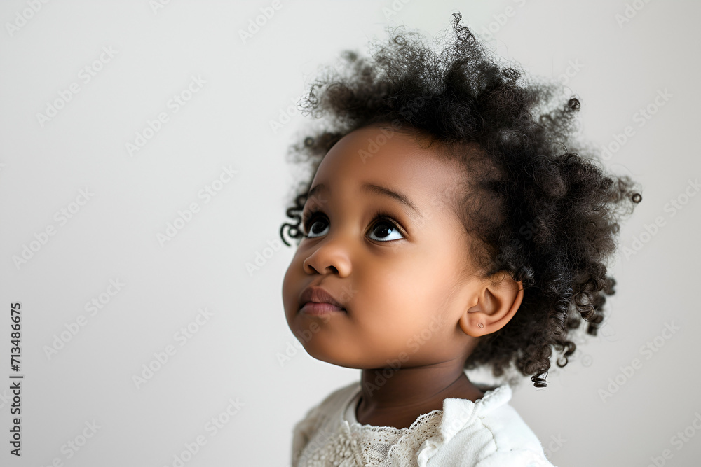 Wall mural portrait of a cute child on a white background