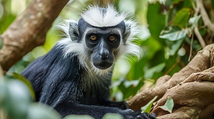 Obraz premium black and white lemur