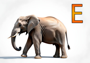 Obraz premium English alphabet with animal. Animal alphabet. Letters from A to Z. Letter E. Generative AI