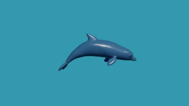 Blue dolphin swims. Minimal modern motion design. Abstract animation