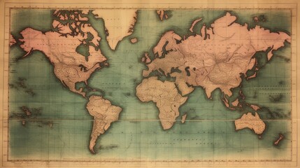 Original old hand coloured map of the World on Mercators projection circa 1860,the countries are named as they were then i.e. Persia, Arabia etc. a few stains as expected for a map over 150 years old
