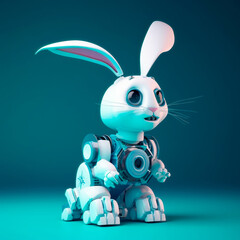 A rabbit-shaped robot from the late 2000s. 3D rendering design illustration.