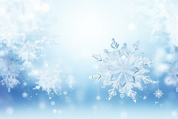 Elegant winter scenery with icy snowflake. Festive banner for personalized messages. Generative AI