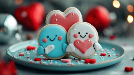 Naklejka premium Cute image of the cookie characters full of love and happiness