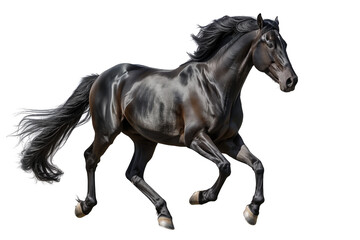 Obraz na płótnie Canvas horse black galloping light, isolated on white background