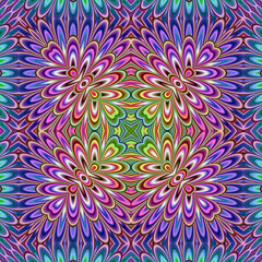 3d effect - abstract colorful kaleidoscopic geometric pattern - 713495257