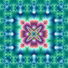 3d effect - abstract kaleidoscopic geometric pattern - 713496418