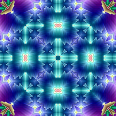 3d effect - abstract kaleidoscopic geometric pattern - 713496481