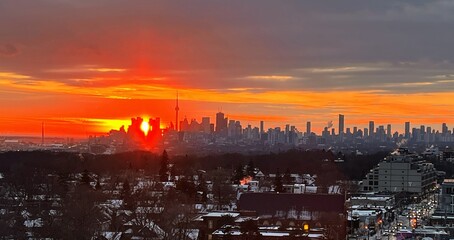 sunset in the city toronto western view 