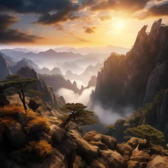 Lichtdoorlatende rolgordijnen Huangshan Majestic_Yellow_Mountains_Scene