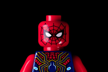 Naklejka premium LEGO Marvel's Spider-Man on a black background
