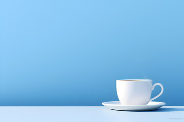 Cup of coffee on blue background