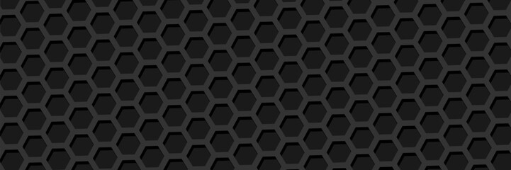 Abstract hexagon geometric black background, vector