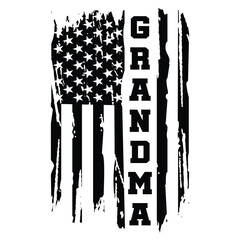 Distressed Grandma American Usa Flag Grandma Design For T Shirt Poster Banner Backround Print Vector Eps Illustrations..